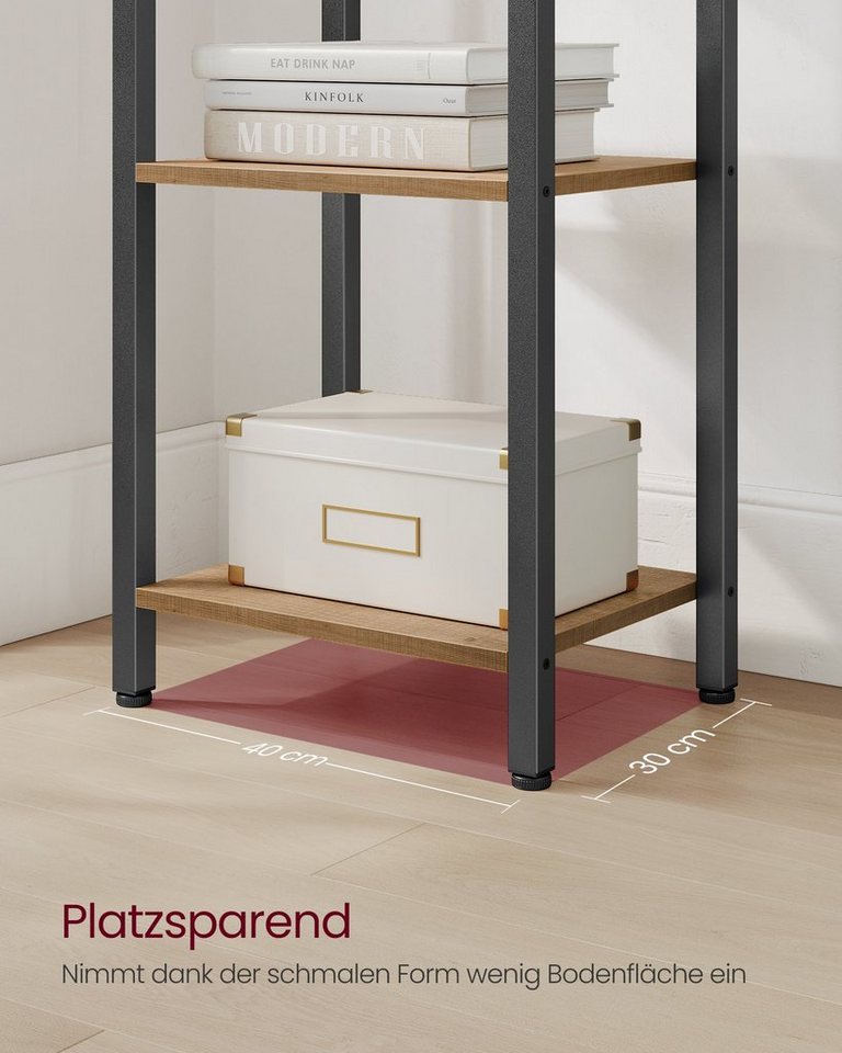 VASAGLE Bücherregal Standregal mit 5/6 Ebenen, aus Stahl, Lagerregal, 6 Ebenen, Bücherregal, Stahlrahmen – Bild 4 von 5