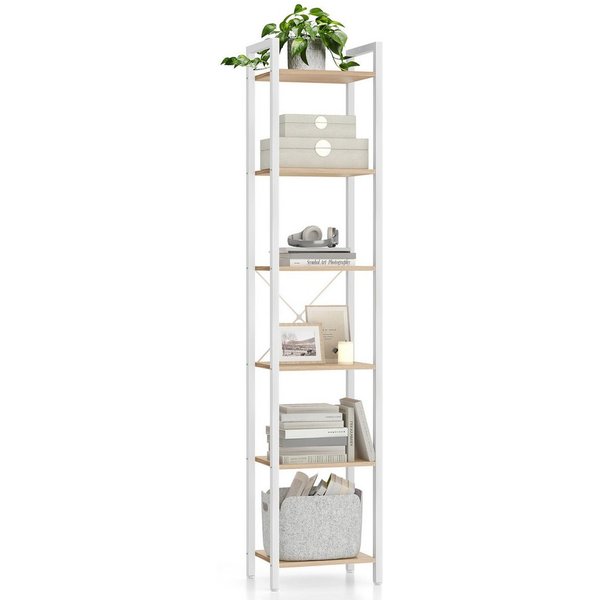 VASAGLE Bücherregal Standregal mit 5/6 Ebenen, aus Stahl, Lagerregal, 6 Ebenen, Bücherregal, Stahlrahmen