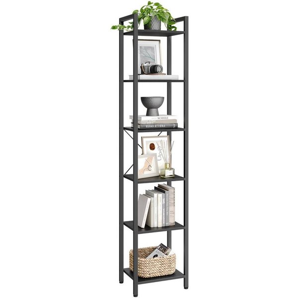 VASAGLE Bücherregal Standregal mit 5/6 Ebenen, aus Stahl, Lagerregal, 6 Ebenen, Bücherregal, Stahlrahmen