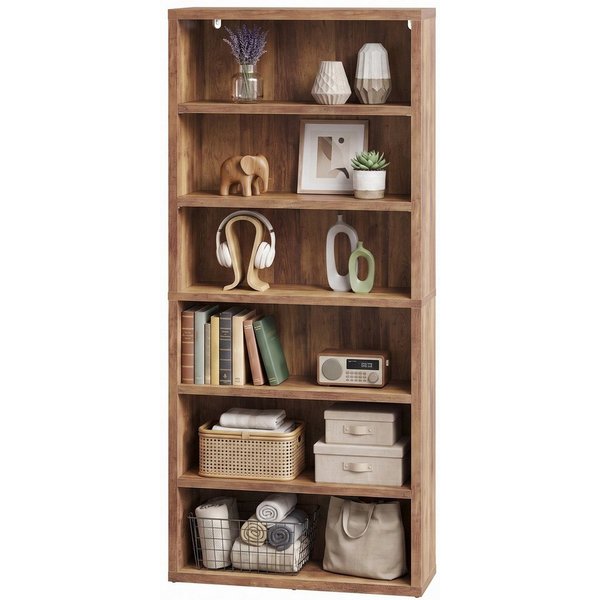 VASAGLE Bücherregal Standregal mit 6 Ebenen, 4 verstellbare Einlegeböden, 75 x 24 x 168 cm, für Arbeitszimmer, Wohnzimmer, Büro, Minimalismus
