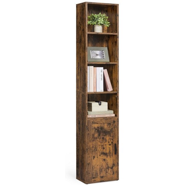 VASAGLE Bücherregal Standregal mit Tür, für Wohnzimmer, Homeoffice, Esszimmer, 6-stöckiges hohes Regal, 24 x 31,8 x 175 cm