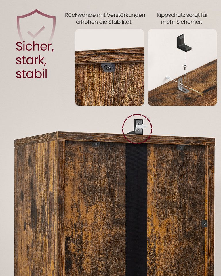 VASAGLE Bücherregal Standregal mit Tür, für Wohnzimmer, Homeoffice, Esszimmer, 6-stöckiges hohes Regal, 24 x 31,8 x 175 cm – Bild 5 von 5
