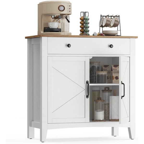 VASAGLE Buffet Küchenschrank, Sideboard, Landhausstil (für Wohnzimmer Küche Esszimmer, Flur, Wohnzimmer, Schlafzimmer, Büro) mit Schubladen, Türen und verstellb