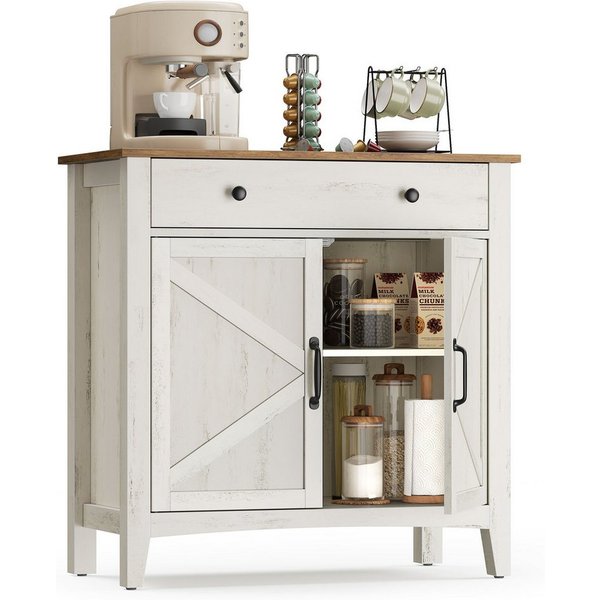 VASAGLE Buffet Küchenschrank, Sideboard, Landhausstil (für Wohnzimmer Küche Esszimmer, Flur, Wohnzimmer, Schlafzimmer, Büro) mit Schubladen, Türen und verstellb