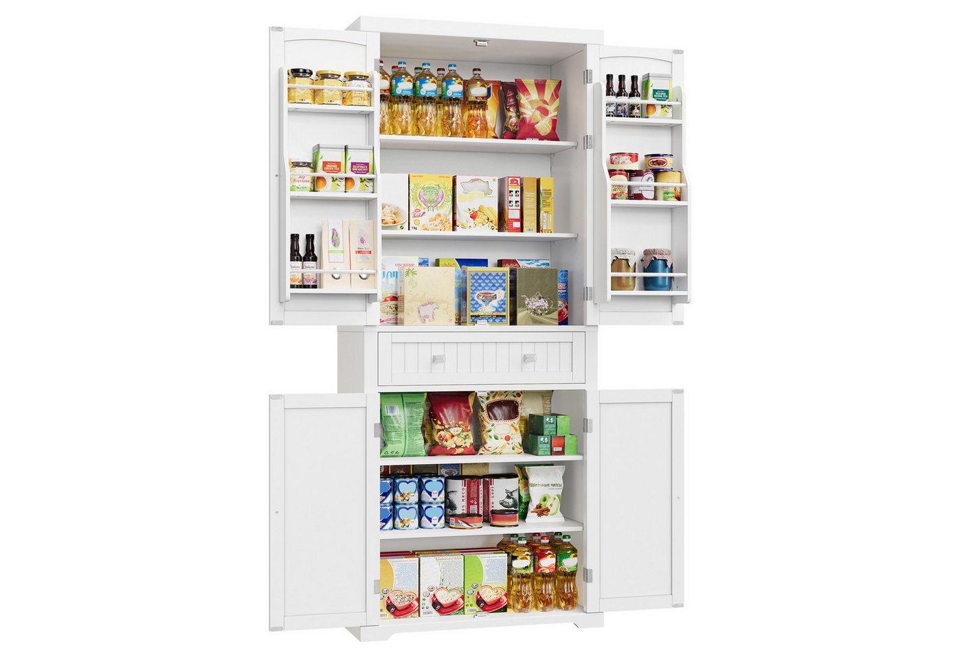 VASAGLE Buffet Küchenschrank Hochschrank Küchenbuffet Vitrinenschrank 40 x 76 x 182,1 cm, für Wohnzimmer Küche, mit Verstellbaren Ablagen – Bild 2 von 5