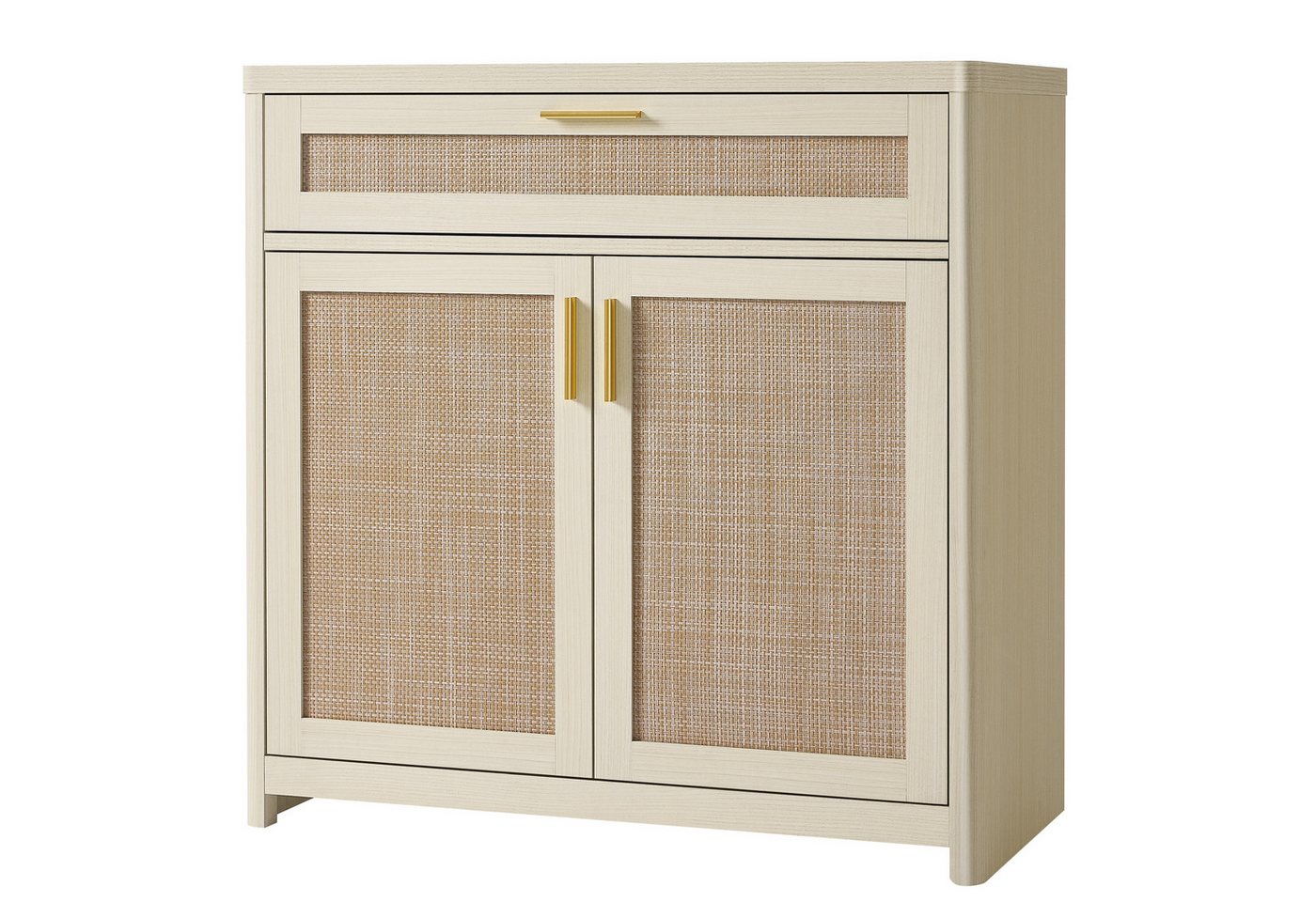 VASAGLE Buffet Küchenschrank im Boho-Stil, Türen Rattan-Optik verstellbare Ablage, Schublade, Wohnzimmer,38 x 80 x 80 cm (T x B x H) – Bild 4 von 5