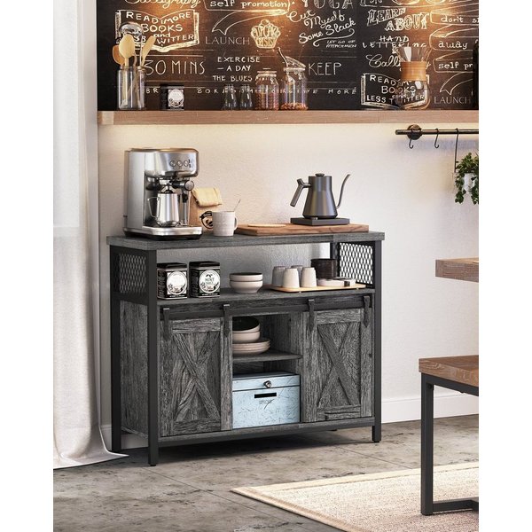 VASAGLE Buffet Sideboard Küchenschrank verstellbare Ablagen 33 x 100 x 80 cm, für Wohnzimmer, mit 2 Schiebetüren