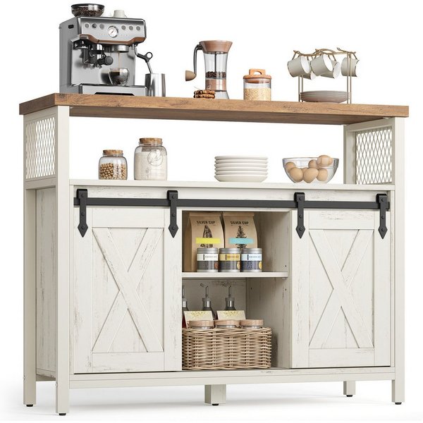 VASAGLE Buffet Sideboard Küchenschrank verstellbare Ablagen 33 x 100 x 80 cm, für Wohnzimmer, mit 2 Schiebetüren