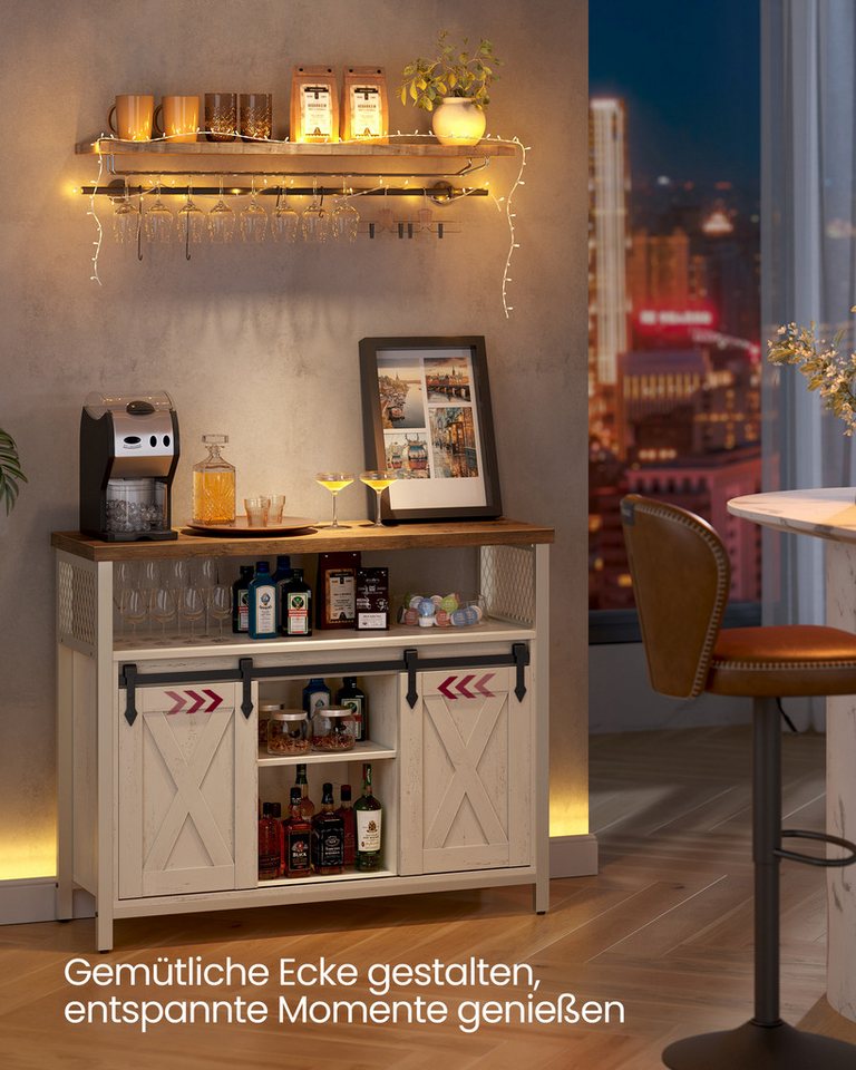 VASAGLE Buffet Sideboard Küchenschrank verstellbare Ablagen 33 x 100 x 80 cm, für Wohnzimmer, mit 2 Schiebetüren – Bild 3 von 5
