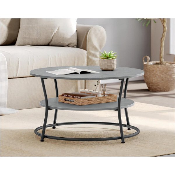 VASAGLE Couchtisch Couchtisch, Wohnzimmertisch, rund, Holz, klein (inkl. Zubehörpaket & Anleitung), Sofatisch, Ø 80 x 45 cm, einfacher Aufbau, mit doppeltem Sta