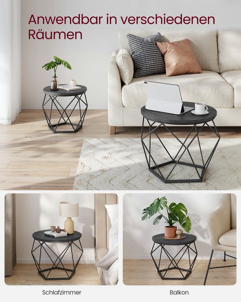 VASAGLE Couchtisch 2er Set Wohnzimmertisch abnehmbare Tischplatte (2er Set, inkl. Zubehörpaket & Anleitung, Holz), Beistelltisch, abnehmbare Tischplatte, Ø50x40 – Bild 5 von 5
