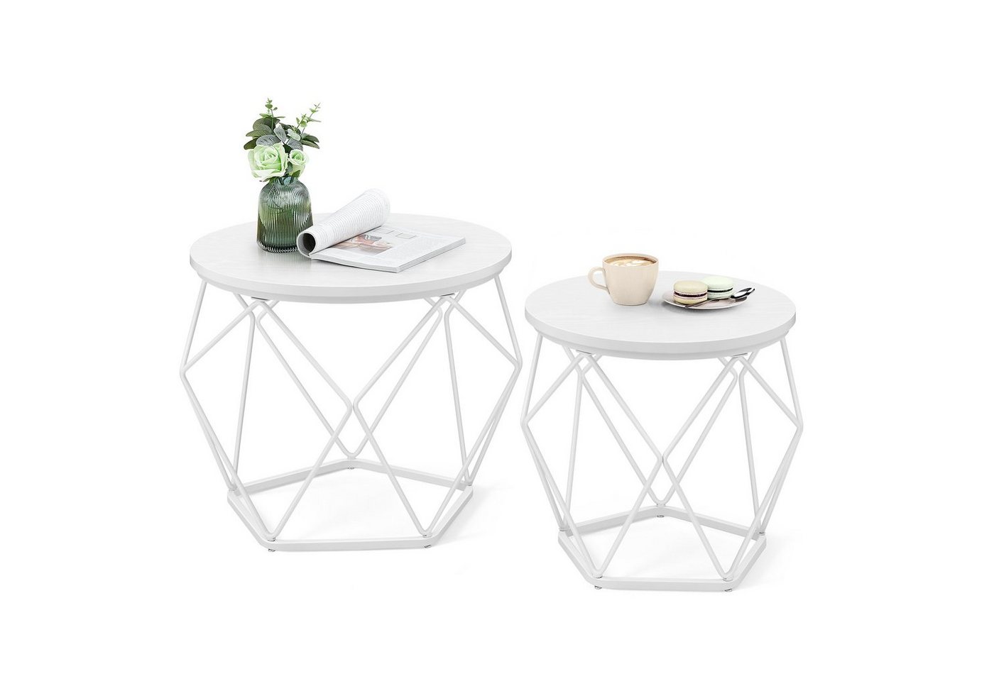 VASAGLE Couchtisch 2er Set Wohnzimmertisch abnehmbare Tischplatte (2er Set, inkl. Zubehörpaket & Anleitung, Holz), Beistelltisch, abnehmbare Tischplatte, Ø50x40 – Bild 2 von 5