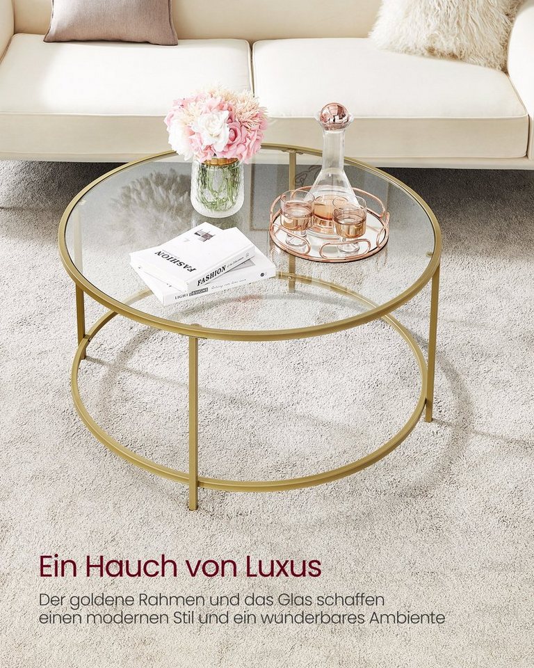 VASAGLE Couchtisch, Beistelltisch für Wohnzimmer, Ø 84 x 45.5 cm, transparent – Bild 2 von 5