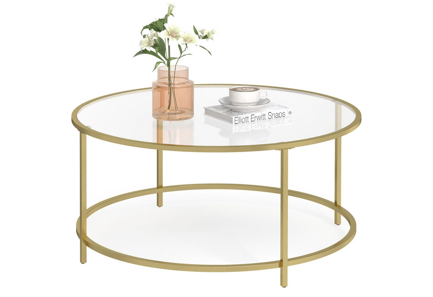 VASAGLE Couchtisch, Beistelltisch für Wohnzimmer, Ø 84 x 45.5 cm, transparent – Bild 3 von 5