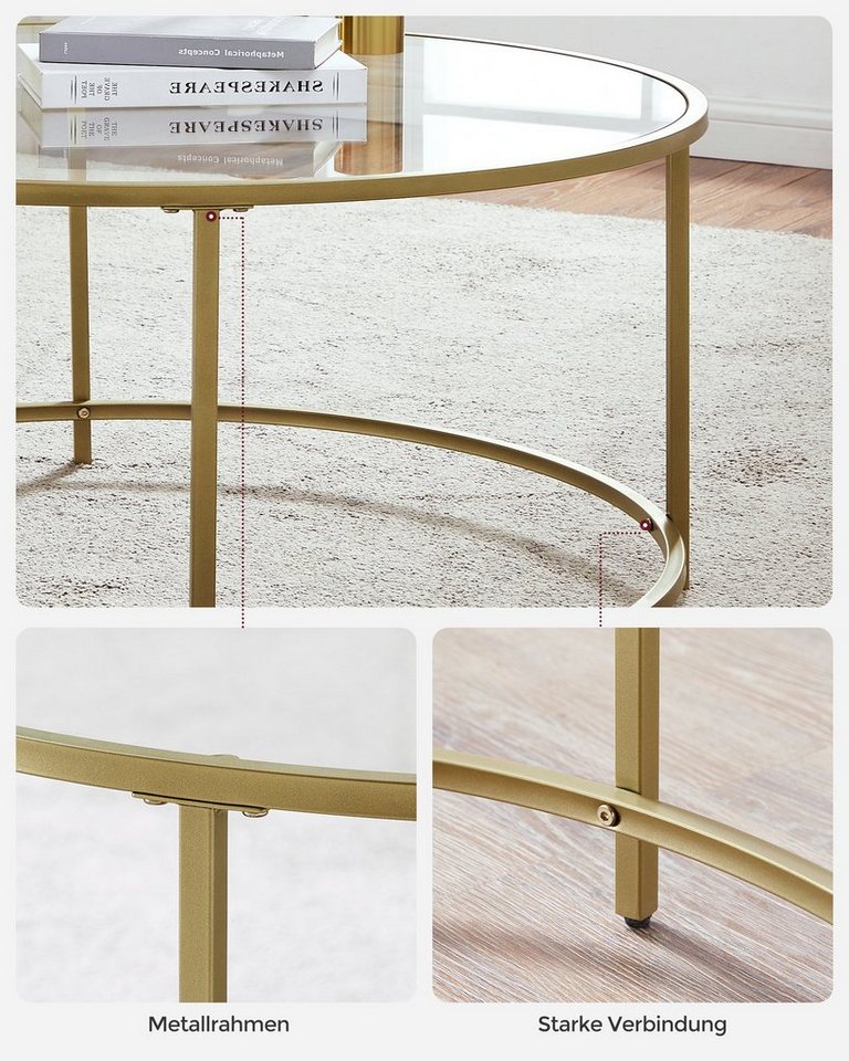 VASAGLE Couchtisch, Beistelltisch für Wohnzimmer, Ø 84 x 45.5 cm, transparent – Bild 5 von 5