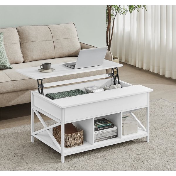 VASAGLE Couchtisch höhenverstellbar, Wohnzimmertisch, sofatisch (inkl. Zubehörpaket & Anleitung) aufklappbar), offener und versteckter Stauraum, 100 x 60 x (48-