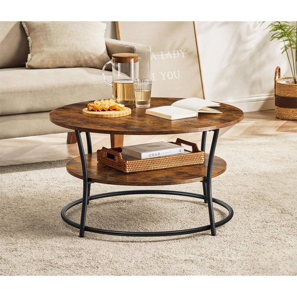 VASAGLE Couchtisch Couchtisch, Wohnzimmertisch, rund, Holz, klein (inkl. Zubehörpaket & Anleitung), Sofatisch, Ø 80 x 45 cm, einfacher Aufbau, viel Stauraum, br