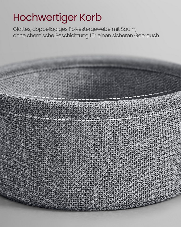 VASAGLE Couchtisch Wohnzimmertisch rund, mit Stauraum Stoffkorb, Sofatisch, holz (inkl. Zubehörpaket & Anleitung), Beistelltisch rund Wohnzimmertisch modern min – Bild 4 von 5