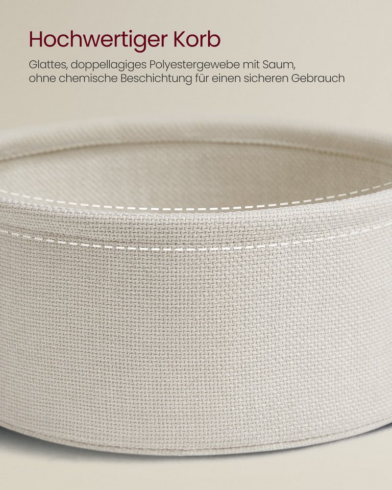 VASAGLE Couchtisch Wohnzimmertisch rund, mit Stauraum Stoffkorb, Sofatisch, holz (inkl. Zubehörpaket & Anleitung), Beistelltisch rund Wohnzimmertisch modern min – Bild 5 von 5