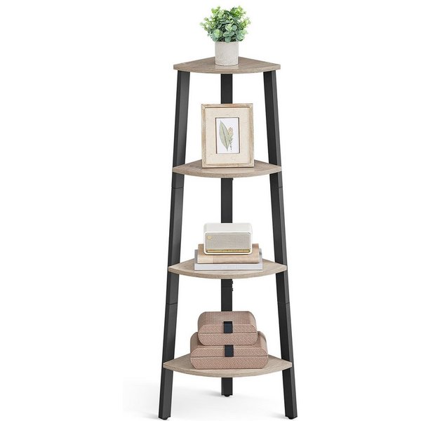 VASAGLE Eckregal Bücherregal, für Wohnzimmer, Industrial-Design, mit Stahlrahmen, Leiterregal