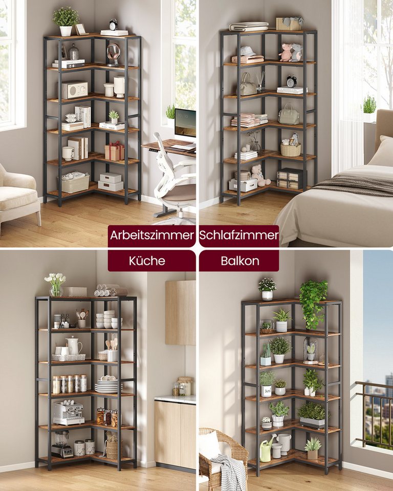 VASAGLE Eckregal Bücherregal mit 6 Ebenen, Aufbewahrungsregal, modern, für Wohnzimmer, Schlafzimmer, 24 x 102 x 175,2 cm – Bild 5 von 5