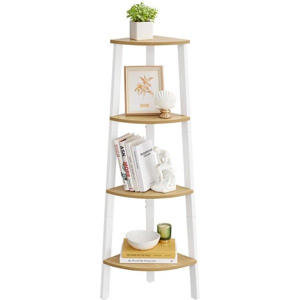 VASAGLE Eckregal Bücherregal, für Wohnzimmer, Industrial-Design, mit Stahlrahmen, Leiterregal