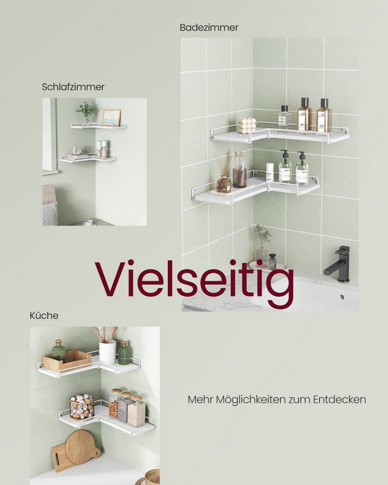 VASAGLE Eckregal L-förmiges Eckregal Set Wandregal, 2-tlg., Wandregal, L-förmiges Eckregal, 2er Set, Industrie-Design – Bild 3 von 5