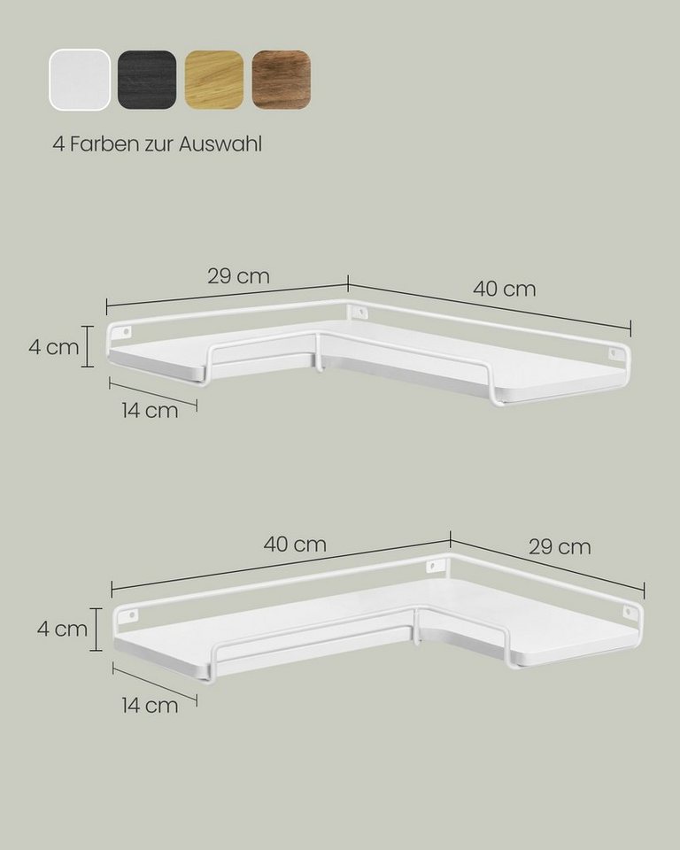 VASAGLE Eckregal L-förmiges Eckregal Set Wandregal, 2-tlg., Wandregal, L-förmiges Eckregal, 2er Set, Industrie-Design – Bild 4 von 5