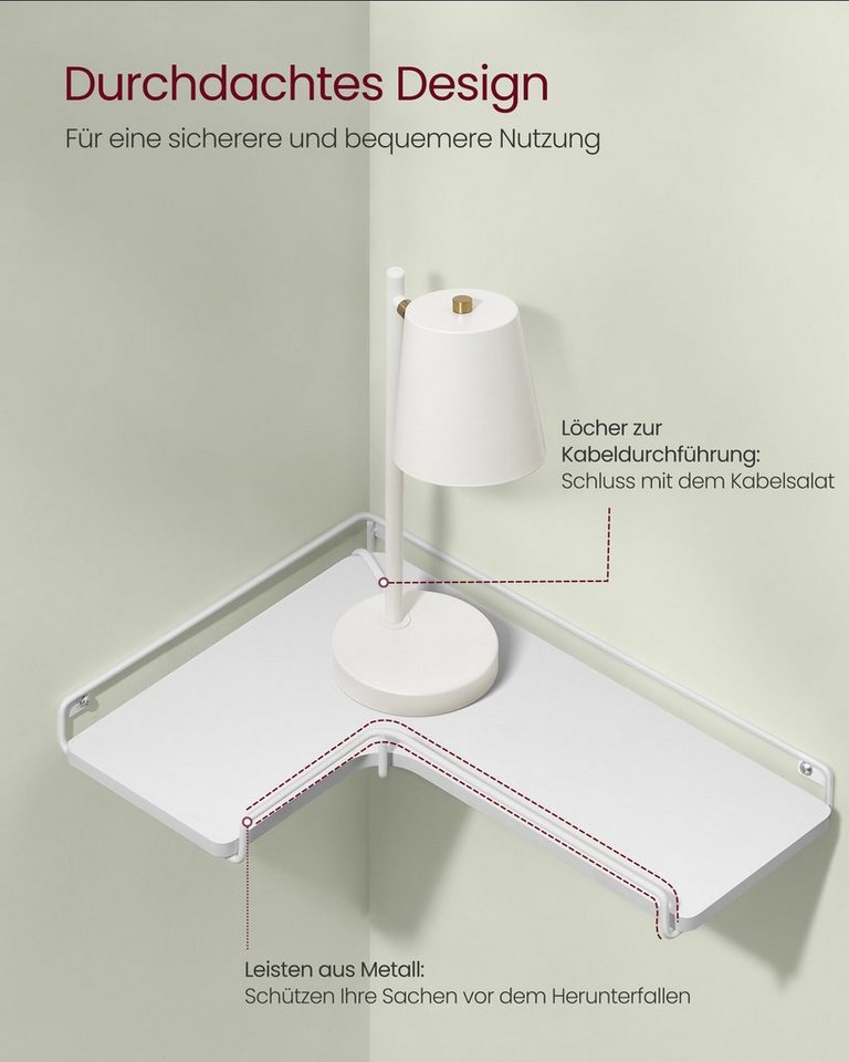 VASAGLE Eckregal L-förmiges Eckregal Set Wandregal, 2-tlg., Wandregal, L-förmiges Eckregal, 2er Set, Industrie-Design – Bild 5 von 5