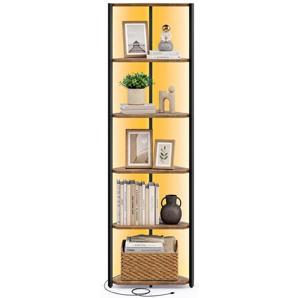 VASAGLE Eckregal Regal mit Stahlrahmen, für Wohnzimmer, Schlafzimmer, Arbeitszimmer, 24,8 x 48 x 182,1 cm, für Wohnzimmer, Schlafzimmer, mit Stahlrahmen