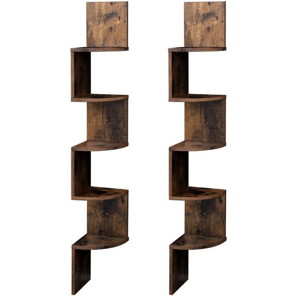 VASAGLE Eckregal Wandregal, 5 Ebenen, 2-tlg., Wandregal, Bücherregal mit 5 Ablagen, Höhe 126cm