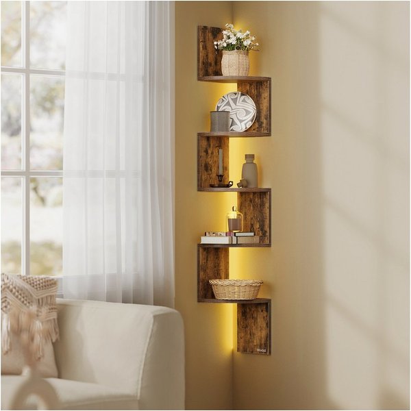 VASAGLE Eckregal Wandregal Schweberegal Bücherregal Pflanzenregal, Schlafzimmer Wohnzimmer Badezimmer, für Bücher, Schweberegal