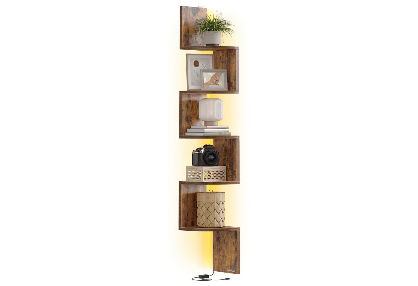 VASAGLE Eckregal Wandregal Schweberegal Bücherregal Pflanzenregal, Schlafzimmer Wohnzimmer Badezimmer, für Bücher, Schweberegal – Bild 2 von 5