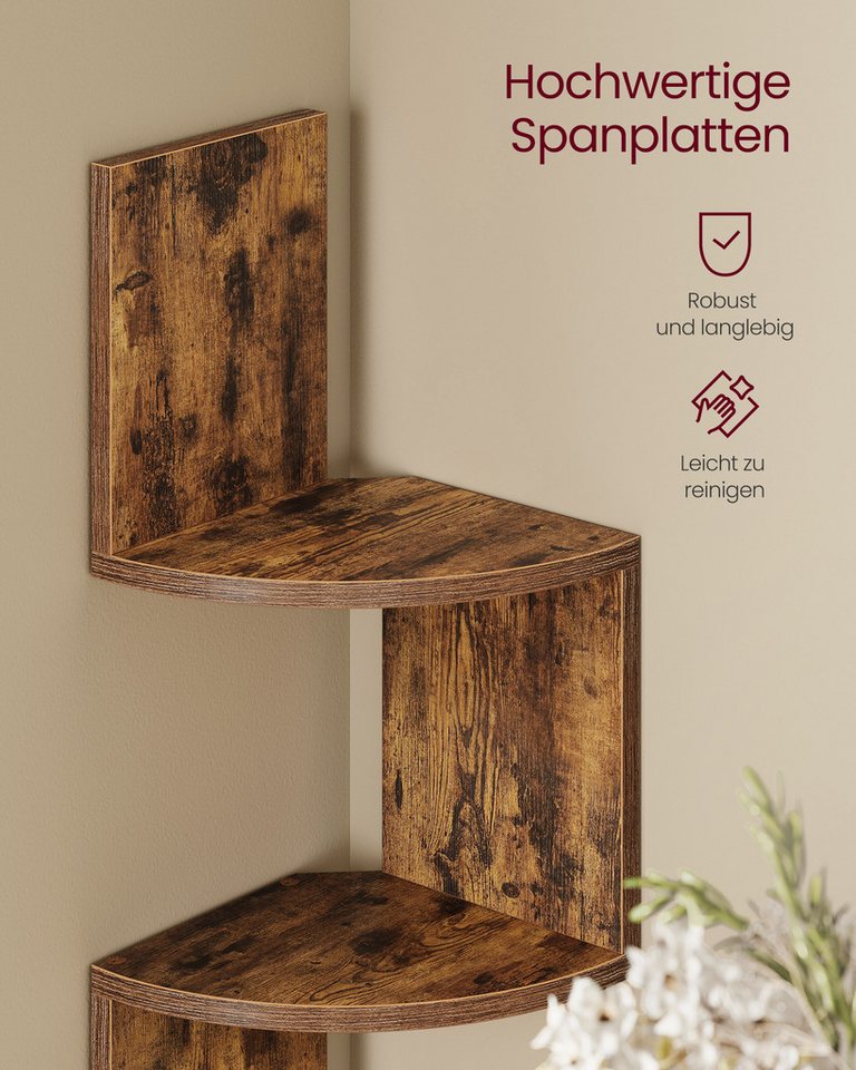 VASAGLE Eckregal Wandregal Schweberegal Bücherregal Pflanzenregal, Schlafzimmer Wohnzimmer Badezimmer, für Bücher, Schweberegal – Bild 5 von 5