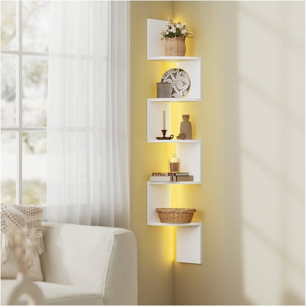 VASAGLE Eckregal Wandregal Schweberegal Bücherregal Pflanzenregal, Schlafzimmer Wohnzimmer Badezimmer, für Bücher, Schweberegal