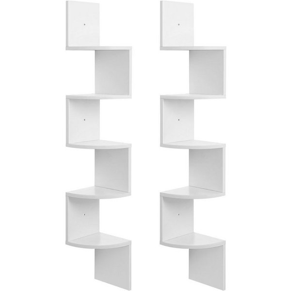 VASAGLE Eckregal Wandregal, 5 Ebenen, 2-tlg., 2er Set, für Bücher, Schweberegal, Bücherregal, Pflanzenregal