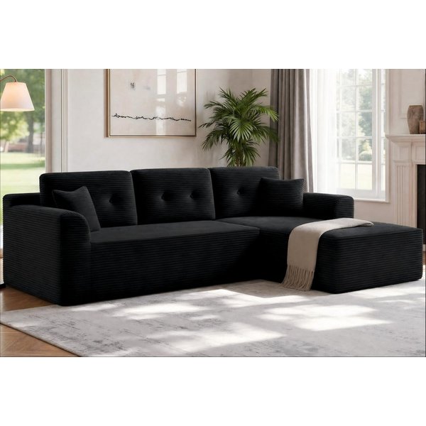 VASAGLE Ecksofa modulares Schlafsofa, keine Montage erforderlich, B: 244 cm in Cord, mit großer Chaiselongue rechts, für Wohnzimmer, Gästezimmer