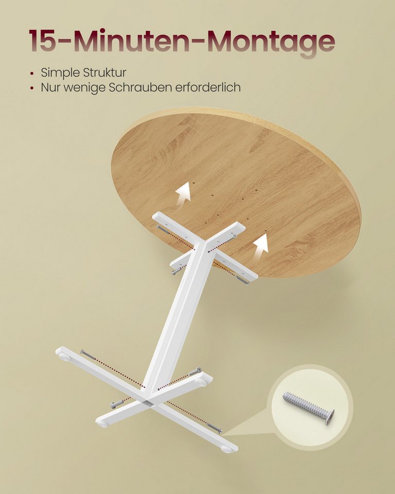 VASAGLE Essgruppe Runder Tisch mit Esszimmerstühlen, Essgruppe, (5-tlg), Küchentisch 80x80x74.8cm, 4 Esszimmerstühlen je 55 x 43,5 x 85,5 cm – Bild 5 von 5