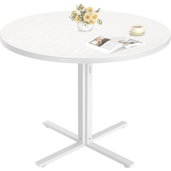 VASAGLE Esstisch rund, Esszimmertisch, 80 cm d, 74,8 cm H, für Esszimmer, Wohnzimmer, klein Küchentisch, wasserresistente Oberfläche, vintagebraun-schwarz