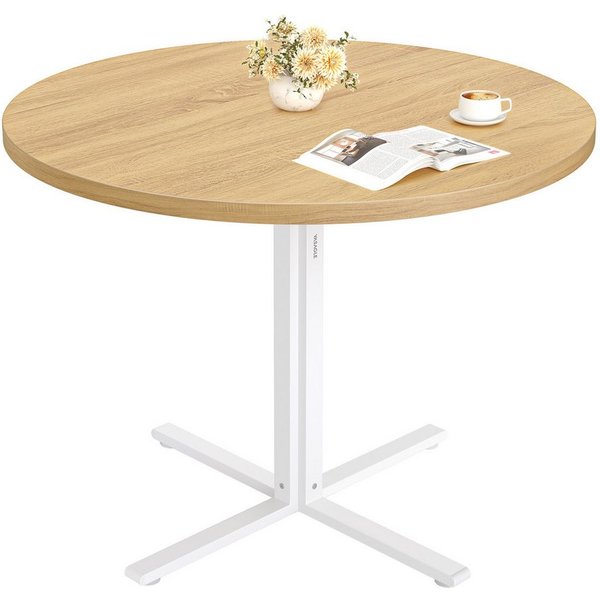 VASAGLE Esstisch rund, Esszimmertisch, 80 cm d, 74,8 cm H, für Esszimmer, Wohnzimmer, klein Küchentisch, wasserresistente Oberfläche, goldeichenfarben