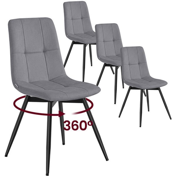 VASAGLE Esszimmerstuhl 360° Drehbar, aus Samt, Ergonomischer Samtstuhl, 4er Set, für Esszimmer und Wohnzimmer