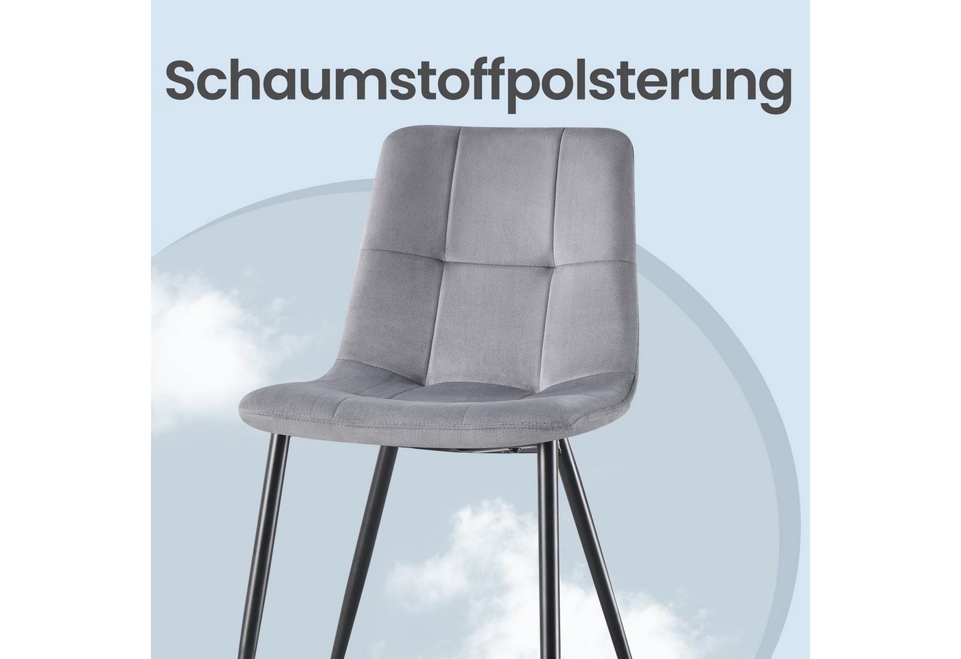 VASAGLE Esszimmerstuhl 360° Drehbar, aus Samt, Ergonomischer Samtstuhl, 4er Set, für Esszimmer und Wohnzimmer – Bild 5 von 5