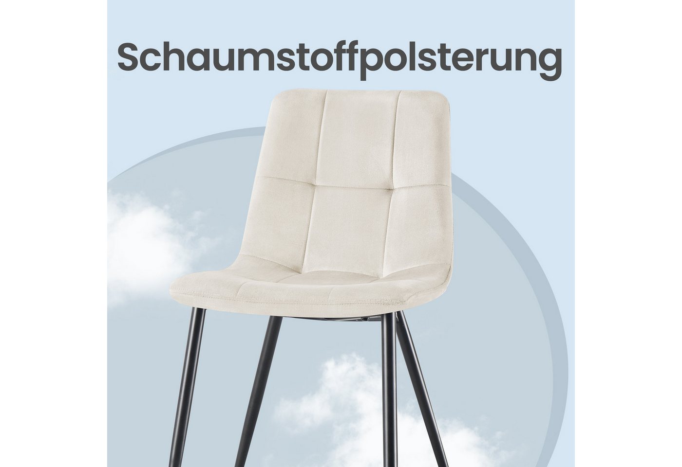 VASAGLE Esszimmerstuhl 360° Drehbar, aus Samt, Ergonomischer Samtstuhl, 2er Set, für Esszimmer und Wohnzimmer – Bild 5 von 5