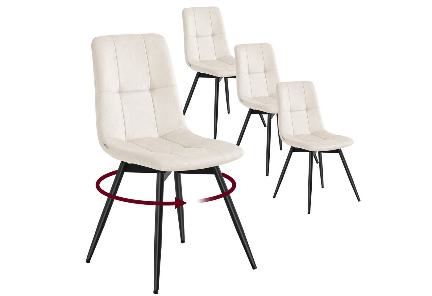VASAGLE Esszimmerstuhl 360° Drehbar, aus Samt, Ergonomischer Samtstuhl, 4er Set, für Esszimmer und Wohnzimmer – Bild 2 von 5