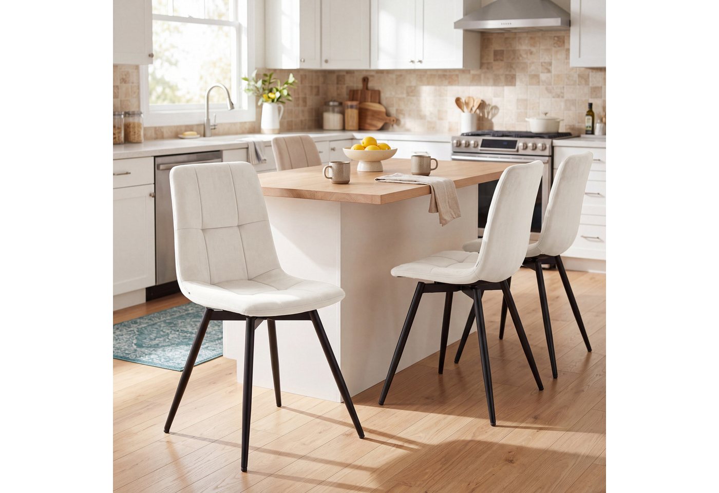 VASAGLE Esszimmerstuhl 360° Drehbar, aus Samt, Ergonomischer Samtstuhl, 4er Set, für Esszimmer und Wohnzimmer – Bild 3 von 5