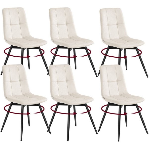 VASAGLE Esszimmerstuhl 360° Drehbar, aus Samt, Ergonomischer Samtstuhl, 6er Set, für Esszimmer und Wohnzimmer