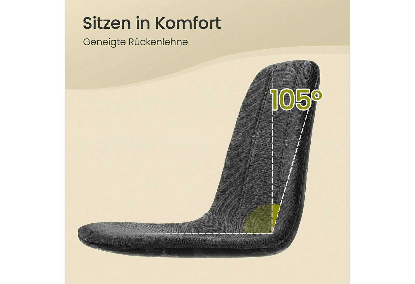 VASAGLE Esszimmerstuhl Metallbeine, verstellbare Füße, pflegeleicht (4 St), Chenille-Gewebe, PU mit von Gletschern inspiriertem Muster – Bild 5 von 5