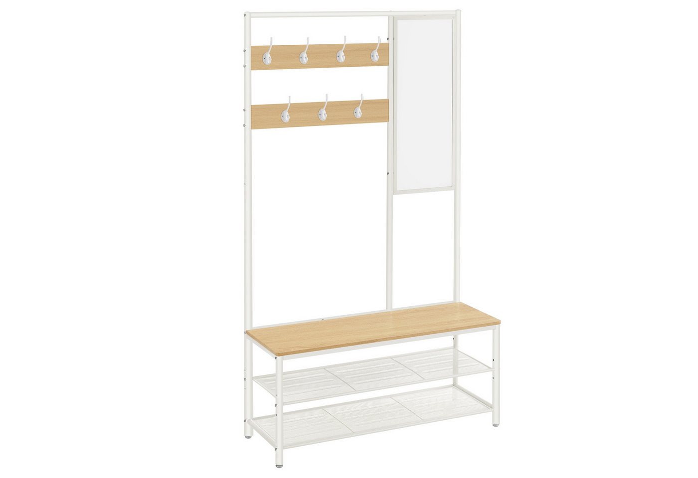 VASAGLE Garderobenständer Garderobe, mit 7 Haken, Spiegel, Sitzbank, 35 x 98 x 180 cm – Bild 2 von 5