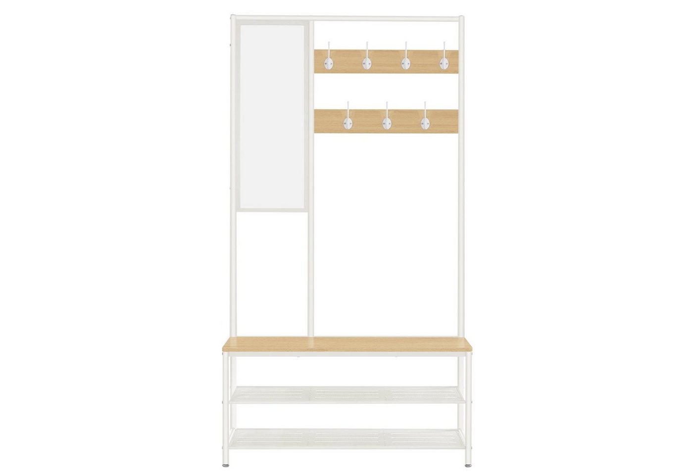 VASAGLE Garderobenständer Garderobe, mit 7 Haken, Spiegel, Sitzbank, 35 x 98 x 180 cm – Bild 3 von 5