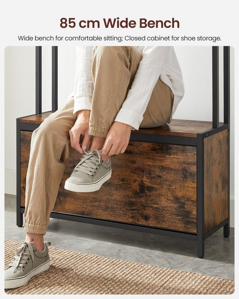 VASAGLE Garderobenständer Garderobe, mit Schuhschrank, Sitzbank, Schuhkipper, Haken, obere Ablage – Bild 5 von 5